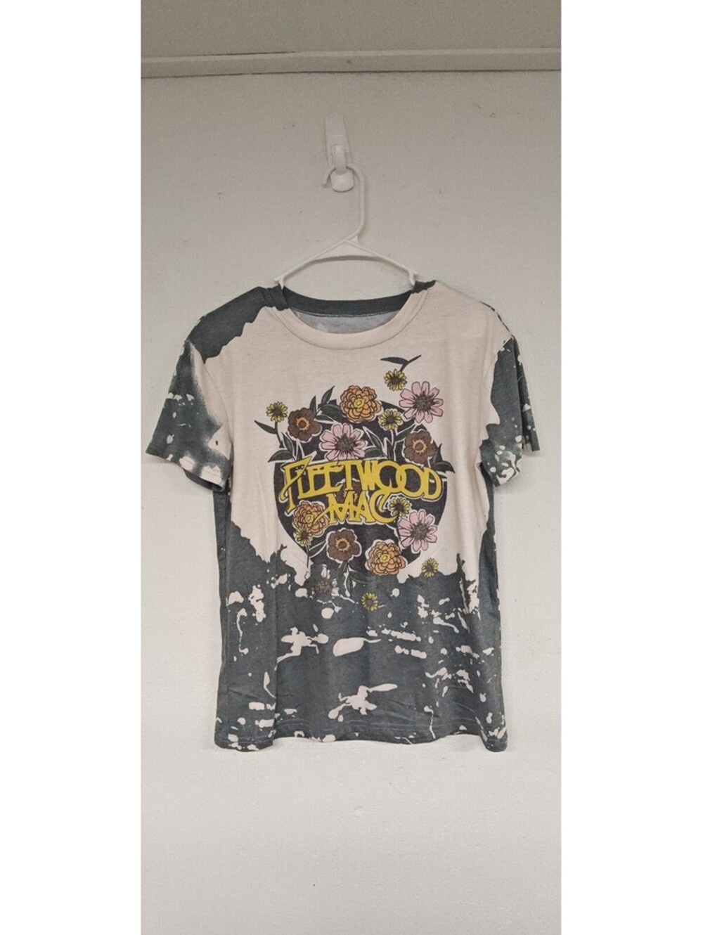 Fleetwood Mac Floral Bleach Splatter Graphic Band Tee Size Small Rock Shirt